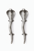 Silver finish cobra door handle set solid brass snake door pulls with natural tarnish luxury hardware