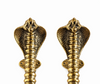 Solid brass cobra door handle set (pair) on white background, luxury snake entry door pulls for double doors