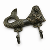 Dark antique finish brass mermaid wall hook for beach house and coastal interior styling