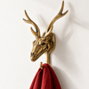 Brass Deer Skull Wall Hook – Gothic Antler Coat Hook in Gold or Dark Antique