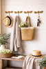 Dragonfly hook set of 4 styled in a cottagecore entryway for hats, bags and everyday wall storage.