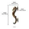 Small size seahorse door pull dimensions: 2.25 in / 5.7 cm width, 10 in / 25.4 cm height