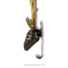 Decorative wall hook shaped like a deer head with bronze finish on a white background.