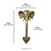 Dimensions of brass elephant trunk door handle set of 2, entry door handle measurements, double door pull hardware sizing, handcrafted antique brass hardware