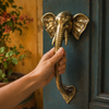 Hand opening solid brass elephant trunk door handle, decorative entry door hardware, elephant home decor, antique brass handle for boho entryway and grand entrance styling
