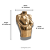 Dimension chart for brass female torso sculpture, gold body sculpture for maximalist decor, jewelry display stand, eclectic home decor, luxury statement sculpture