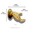 large size brass gold hand fingering gesture towel hook mesurements on white background