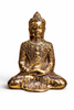 Gold brass Buddha statue sitting meditation pose zen spiritual decor