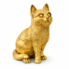Gold finish solid brass cat sculpture, decorative brass cat figurine for shelf or table decor
