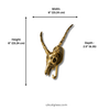 Dimension diagram for solid brass impala skull wall hook showing width 6 inches 15.24 cm height 6 inches 15.24 cm depth 2.5 inches 6.35 cm — gothic brass skull hook UbudGlassandBrass
