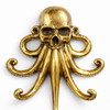 Single gold brass octopus wall hook kraken coat hanger nautical gothic decor