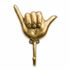 Gold brass shaka hand wall hook front view hang loose towel hook coastal decor