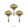 Three piece antique brass seashell wall hook set