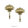 Set of two antique brass seashell wall hooks for coastal decor