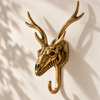 Brass Deer Skull Wall Hook – Gothic Antler Coat Hook in Gold or Dark Antique