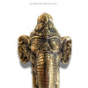 Decorative brass elephant head sculpture on a white background with 'ubudglassandbrass.com' text.