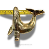 gold brass whale towel hanger for coatal decor with ruler showing its dimensions