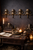 Brass octopus wall hooks in gothic dark academia interior luxury wall decor