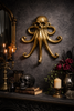 Brass octopus wall hook in gothic interior dark academia decor statement hardware