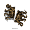 Large brass octopus tentacle door pulls shown as a left and right set (statement nautical hardware