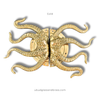 Large octopus tentacle door handles set of 2 in gold finish, brass double door pulls