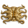 Large octopus tentacle door handles set of 2 in gold recycled brass, statement double door pulls