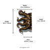 Size chart showing dimensions for the large octopus tentacle brass door pull