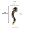 Large seahorse door handle dimensions measurement diagram solid brass nautical hardware
