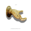 left side gold solid brass hand fingering gesture towel hanger with white background