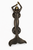 Antique brass mermaid door handle on white background for entry door hardware.