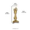 Dimensions diagram for solid brass mermaid door handle showing measurements and installation spacing
