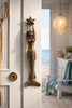 Mermaid brass door pull on beach house entry door, nautical coastal decor hardware for bathroom or front door
