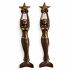Pair of mermaid brass door handles for double doors, coastal nautical entry door hardware