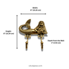 Dimensions of brass mermaid double wall hook in inches and centimeters for bathroom use