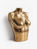 Minimal brass female torso sculpture isolated on white background, gold body sculpture for eclectic home decor, art deco decor, luxury statement decor, female form art