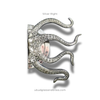 Brass octopus door handle with silver  brass finish