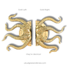 Finish guide showing octopus door pull in gold finish with left vs right orientation