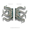 Finish guide showing octopus door pull in patina option with left vs right orientation