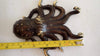 Top view measurement of brass octopus hook showing width of decorative wall hook
