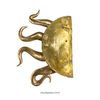Back/side profile of single octopus tentacle door pull showing mounting plate for installation