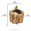 Dimensions of the petrified wood stool: 19 in (48.26 cm) high, 12 in (30.48 cm) wide and 12 in (30.48 cm) deep. Natural fossilized wood stump side table from Java, Indonesia.