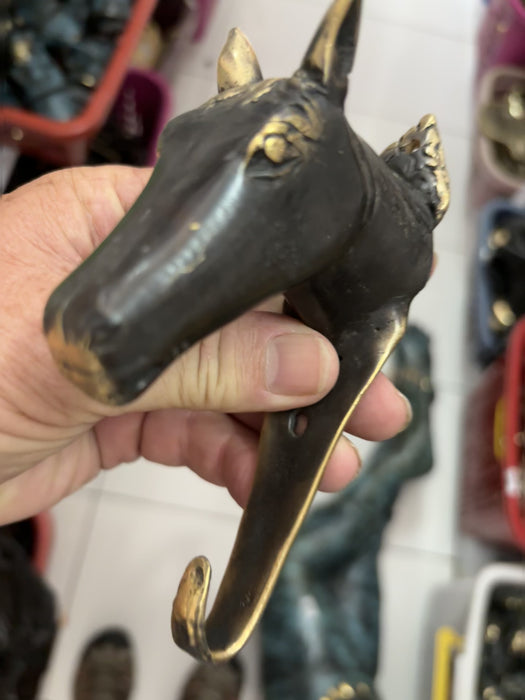 brass antique horse head wall hook in hand video