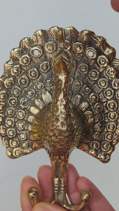 gold and antique finishing brass peacock double wall hook video