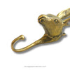 Close-up of brass rabbit wall hook with detailed bunny face, cottagecore wall decor, whimsical nursery decor, Peter Rabbit inspired brass animal hook