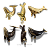 Brass sea life wall hooks set including whale diving whale and seal coastal nautical decor bundle