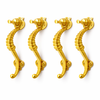 Polished gold brass seahorse cabinet pulls set of four, coastal nautical drawer hardware for cabinets and furniture