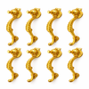 Eight antique brass seahorse cabinet pulls set for coastal furniture and nautical home decor