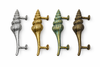 Solid brass seashell door handles available in gold antique verdigris patina and silver finishes