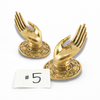 Set of 2 solid brass Buddha mudra hand hooks size 5, left and right pair for bathroom robe hooks, towel hooks, or cabinet pulls.