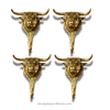 Set of 4 brass bull head wall hooks in gold finish, statement coat hook set for entryway mudroom and bathroom